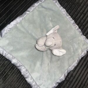 Gray plush elephant lovey security blanket
